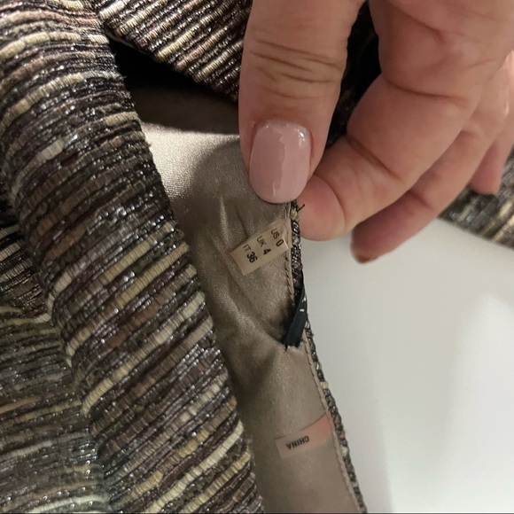 ELIE Tahari Brown/Silver Metallic Cocktail Dress Size 0 - Picture 6 of 11